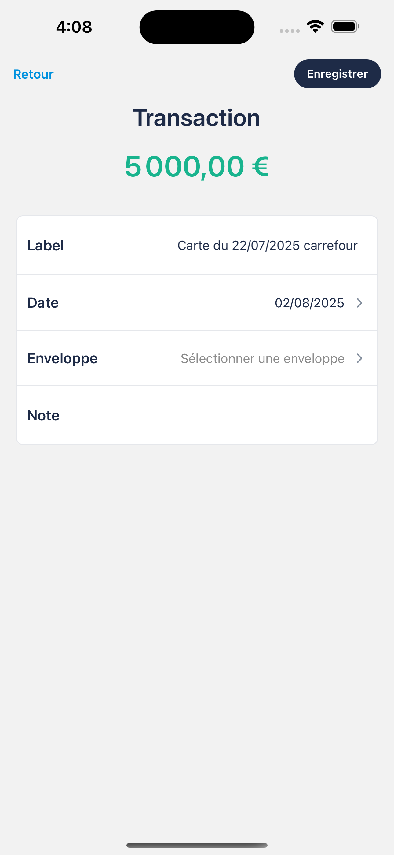 Manage expenses mockup